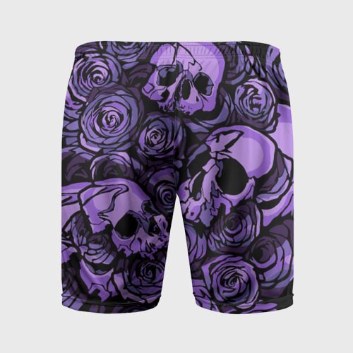 Мужские шорты спортивные Узор Розы и Черепа, цвет 3D печать - фото 2