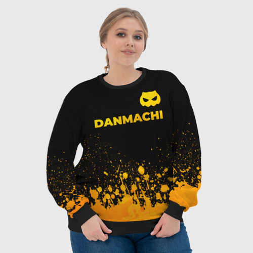 Женский свитшот 3D DanMachi - gold gradient: символ сверху, цвет 3D печать - фото 6