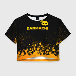 Женская футболка Crop-top 3D DanMachi - gold gradient: символ сверху