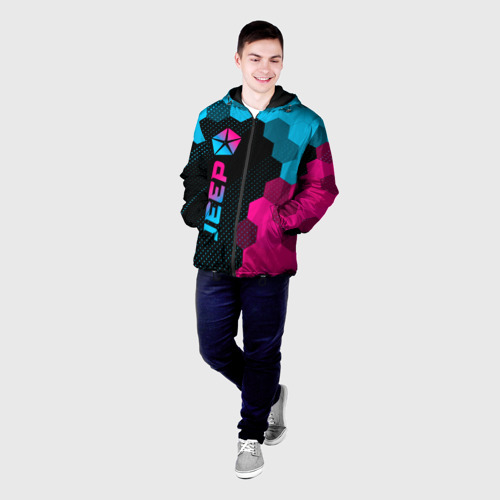 Мужская куртка 3D Jeep - neon gradient: по-вертикали, цвет 3D печать - фото 3