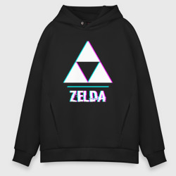 Мужское худи Oversize хлопок Zelda в стиле glitch и баги графики