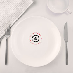 Набор: тарелка + кружка Символ Ghost of Tsushima и красная краска вокруг - фото 2