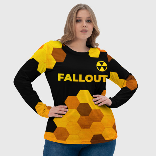 Женский лонгслив 3D Fallout - gold gradient: символ сверху, цвет 3D печать - фото 6