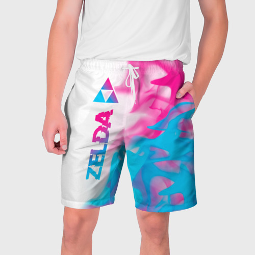 Мужские шорты 3D с принтом Zelda neon gradient style: по-вертикали, вид спереди #2