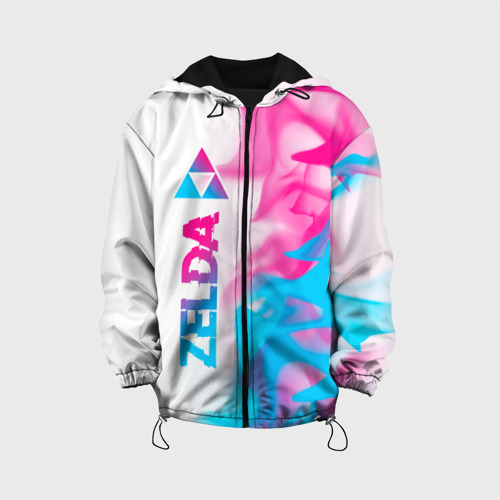 Детская куртка 3D Zelda neon gradient style: по-вертикали, цвет черный