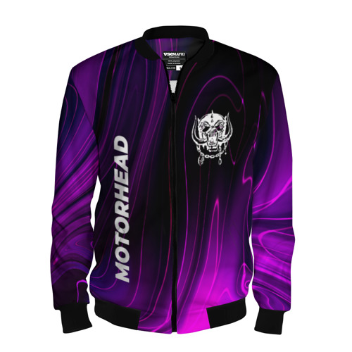 Мужской бомбер 3D Motorhead violet plasma, цвет черный