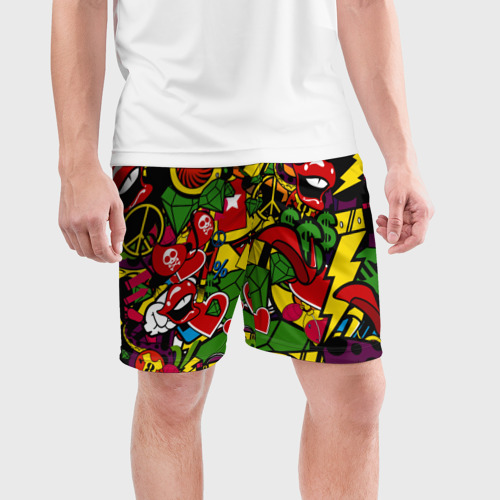 Мужские шорты спортивные Хиппи, знаки, позитифф, цвет 3D печать - фото 3