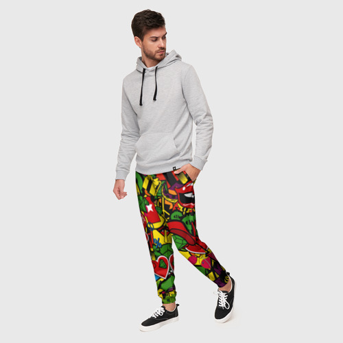 Мужские брюки 3D Хиппи, знаки, позитифф, цвет 3D печать - фото 3