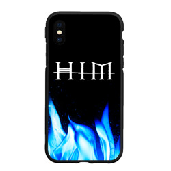 Чехол для iPhone XS Max матовый HIM blue fire