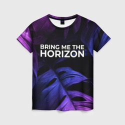 Женская футболка 3D Bring Me the Horizon neon monstera