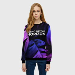 Женский свитшот 3D Bring Me the Horizon neon monstera - фото 2