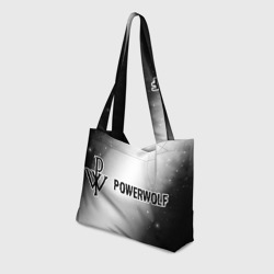 Пляжная сумка 3D Powerwolf glitch на светлом фоне: надпись и символ - фото 2