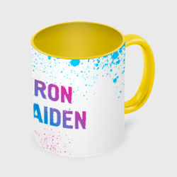 Кружка с полной запечаткой Iron Maiden neon gradient style: надпись и символ