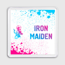 Магнит 55*55 Iron Maiden neon gradient style: надпись и символ