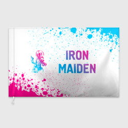 Флаг 3D Iron Maiden neon gradient style: надпись и символ