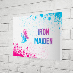 Холст прямоугольный Iron Maiden neon gradient style: надпись и символ - фото 2
