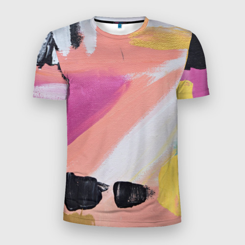 Мужская футболка 3D Slim с принтом Масляные краски, вид спереди #2