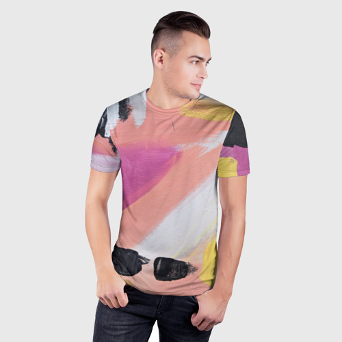 Мужская футболка 3D Slim с принтом Масляные краски, фото на моделе #1