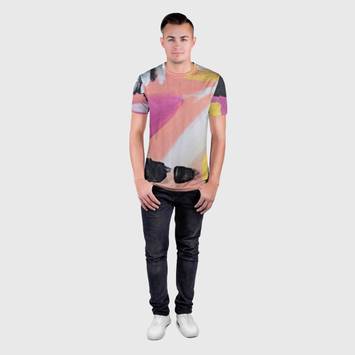 Мужская футболка 3D Slim с принтом Масляные краски, вид сбоку #3