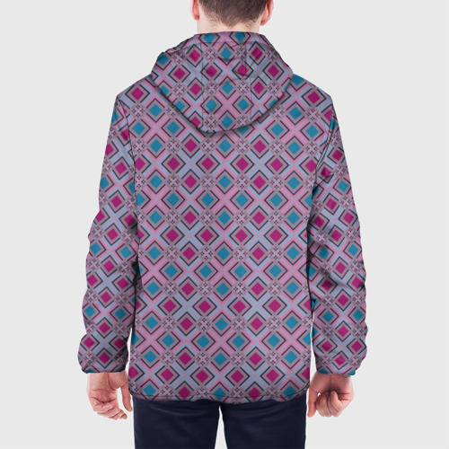 Мужская куртка 3D Геометрический узор в темных красном и синем цвете, цвет 3D печать - фото 5