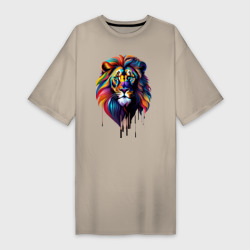 Платье-футболка хлопок Голова льва росписного