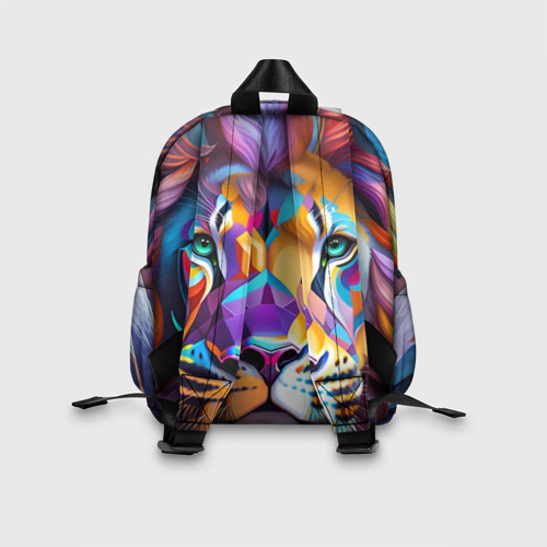 Детский рюкзак 3D с принтом Голова льва росписного, вид сзади #2