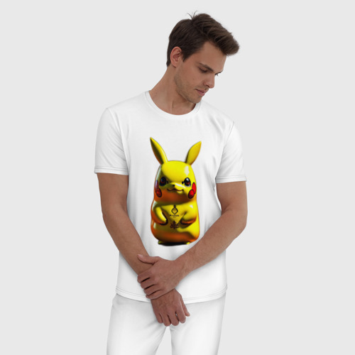 Мужская пижама хлопок с принтом Жёлтый Пикачу, фото на моделе #1