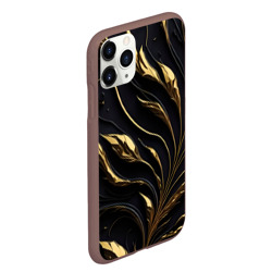 Чехол для iPhone 11 Pro Max матовый Золотой орнамент на черном - фото 2