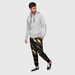 Мужские брюки 3D Золотой орнамент на черном - фото 2