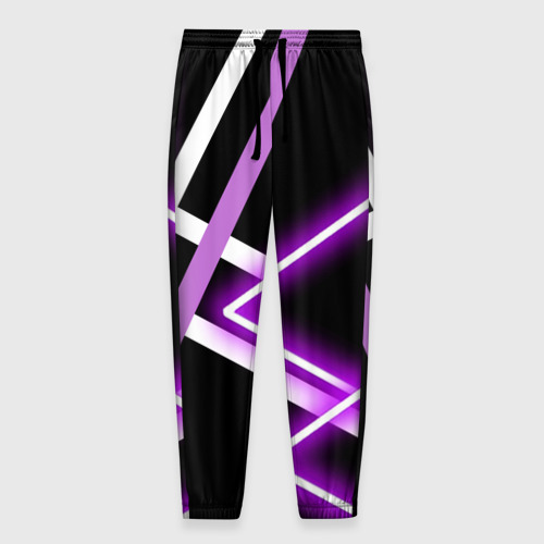 Мужские брюки 3D Фиолетовые полоски с неоном, цвет 3D печать