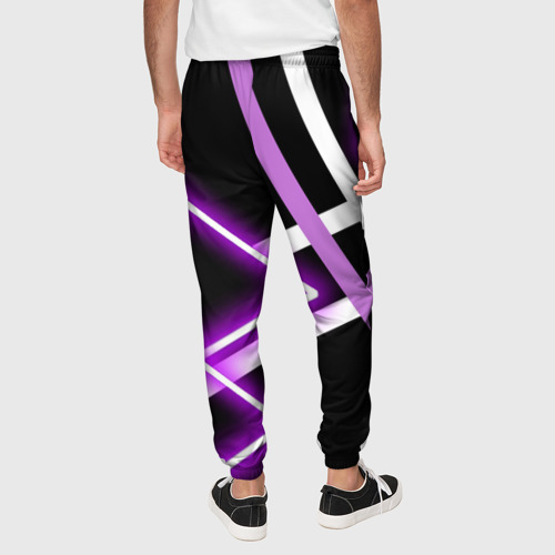 Мужские брюки 3D Фиолетовые полоски с неоном, цвет 3D печать - фото 5