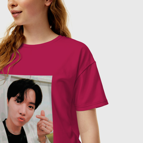 Женская футболка хлопок Oversize с принтом BTS -J-hope-, фото на моделе #1