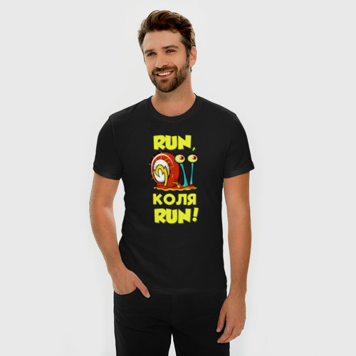 Мужская футболка хлопок Slim Run Коля run, цвет черный - фото 3