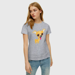 Женская футболка хлопок Чихуахуа пёсик - фото 2