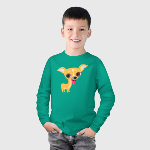 Детский лонгслив хлопок Чихуахуа пёсик, цвет зеленый - фото 3