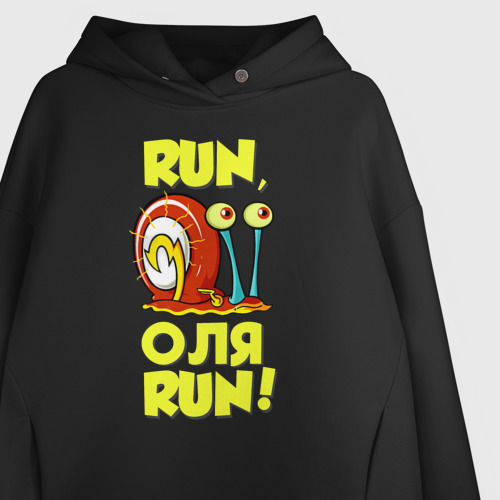 Женское худи Oversize хлопок Run Оля run, цвет черный - фото 3