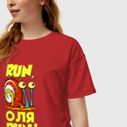 Женская футболка хлопок Oversize Run Оля run - фото 2