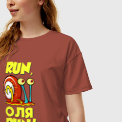 Женская футболка хлопок Oversize Run Оля run - фото 2