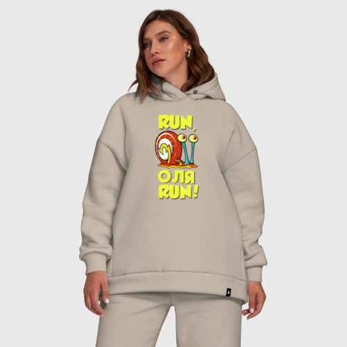 Женский костюм хлопок Oversize Run Оля run, цвет миндальный - фото 5