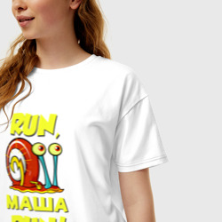 Женская футболка хлопок Oversize Run Маша run - фото 2