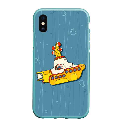 Чехол для iPhone XS Max матовый Желтая подводная лодка - Yellow Submarine The Beatles, цвет мятный