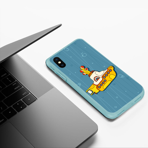 Чехол для iPhone XS Max матовый Желтая подводная лодка - Yellow Submarine The Beatles, цвет мятный - фото 5