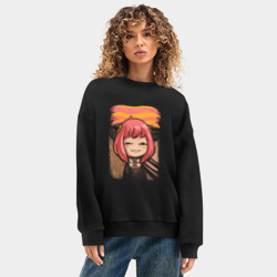 Женский свитшот oversize без начеса хлопок Anya Forger живопись - фото 2