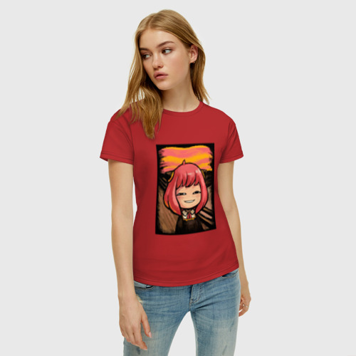 Женская футболка хлопок Anya Forger живопись, цвет красный - фото 3