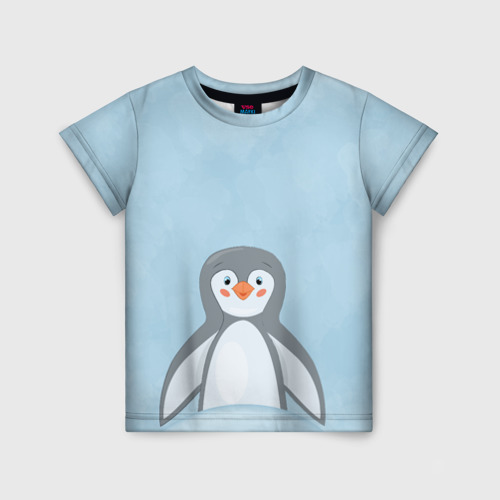 Детская футболка 3D с принтом Пингвиненок, вид спереди #2