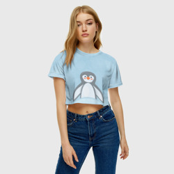 Женская футболка Crop-top 3D Пингвиненок - фото 2