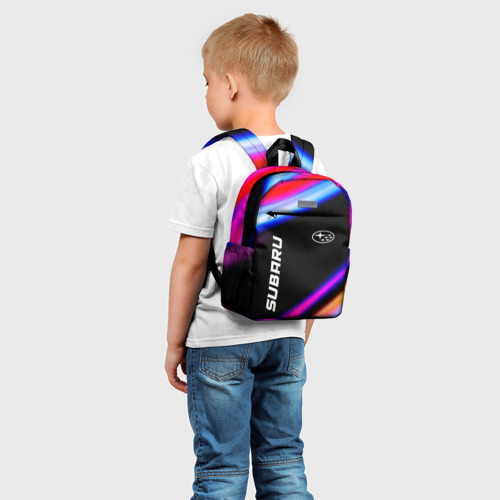 Детский рюкзак 3D с принтом Subaru speed lights, фото на моделе #1