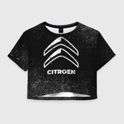 Женская футболка Crop-top 3D Citroen с потертостями на темном фоне