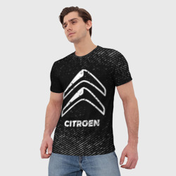 Мужская футболка 3D Citroen с потертостями на темном фоне - фото 2