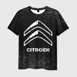 Мужская футболка 3D Citroen с потертостями на темном фоне